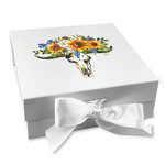 Sunflowers Gift Box with Magnetic Lid - White (Personalized)