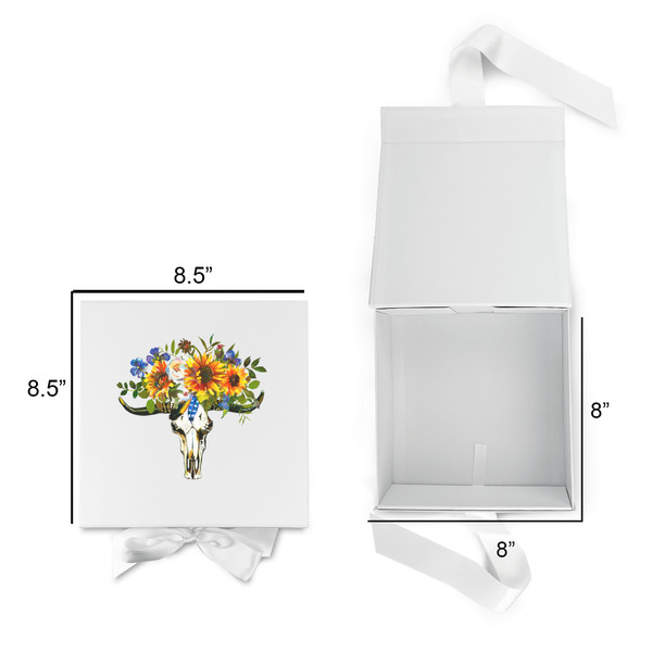 Sunflowers Gift Boxes with Magnetic Lid - White - Open & Closed