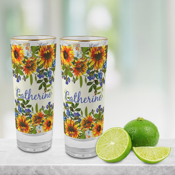 Sunflowers Glass Shot Glass - 2 oz - LIFESTYLE