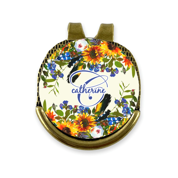 Custom Sunflowers Golf Ball Marker - Hat Clip - Gold
