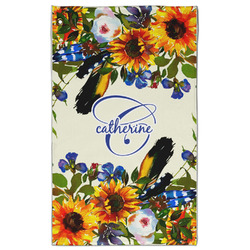 Sunflowers Golf Towel - Poly-Cotton Blend - Large w/ Name and Initial