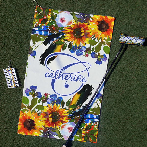 Custom Sunflowers Golf Towel Gift Set (Personalized)