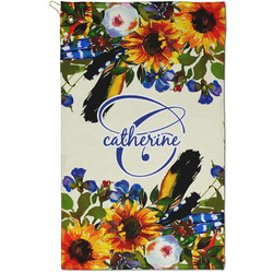 Sunflowers Golf Towel - Poly-Cotton Blend - Small w/ Name and Initial