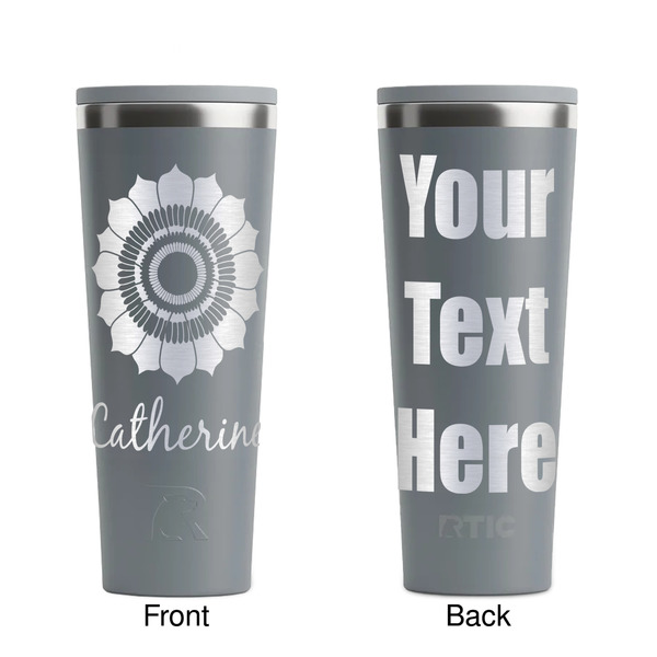 Sunflowers Grey RTIC Everyday Tumbler - 28 oz. - Front and Back