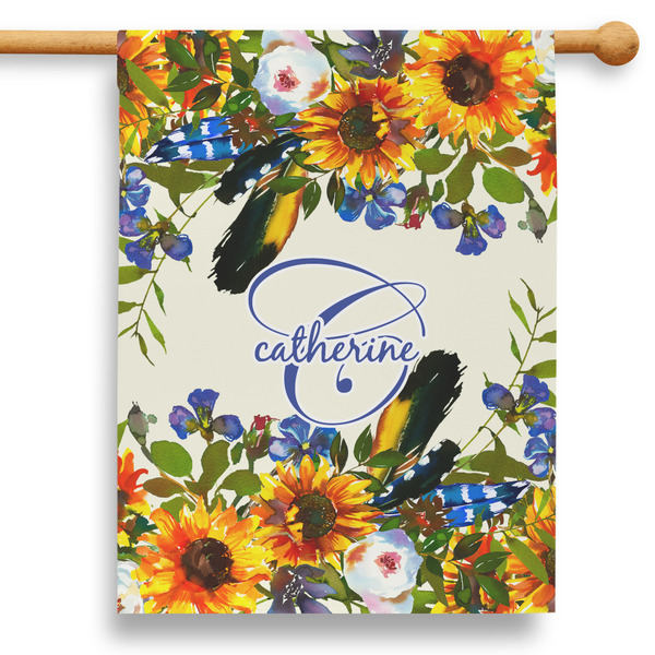 Custom Sunflowers 28" House Flag (Personalized)