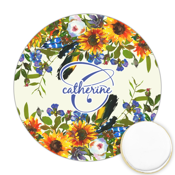 Custom Sunflowers Printed Cookie Topper - Round (Personalized)