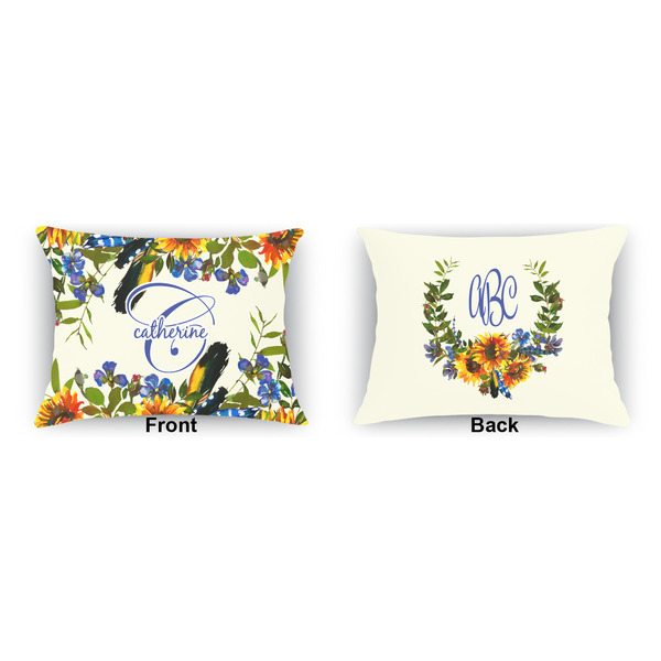 Sunflowers Indoor Rectangular Burlap Pillow (Front and Back)