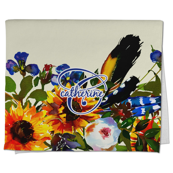 Custom Sunflowers Kitchen Towel - Poly Cotton w/ Name and Initial