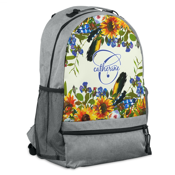 Custom Sunflowers Backpack - Grey (Personalized)