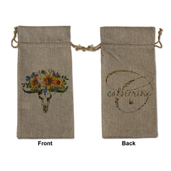 Sunflowers Large Burlap Gift Bag - Front & Back (Personalized)