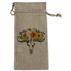 Sunflowers Large Burlap Gift Bag - Front (Personalized)