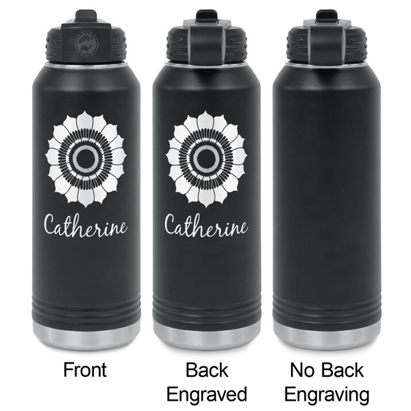 Sunflowers Laser Engraved Water Bottles - 2 Styles - Front & Back View
