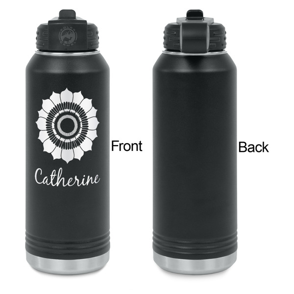 Sunflowers Laser Engraved Water Bottles - Front Engraving - Front & Back View