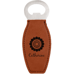 Sunflowers Leatherette Bottle Opener - Double Sided (Personalized)