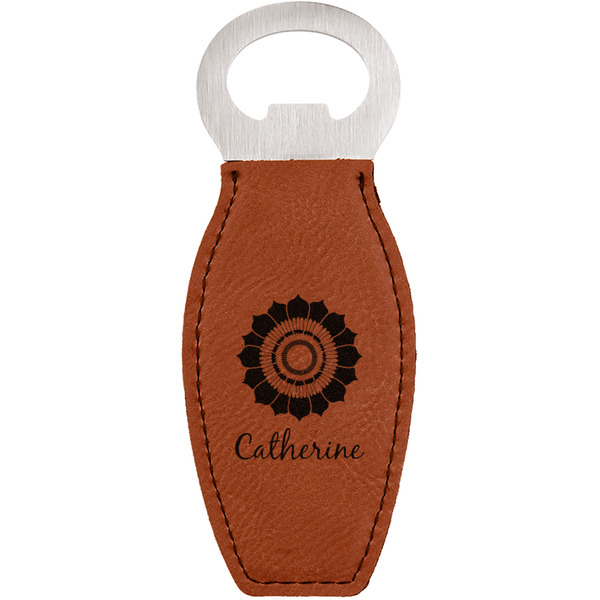 Custom Sunflowers Leatherette Bottle Opener (Personalized)