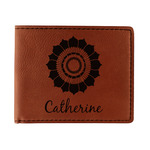 Sunflowers Leatherette Bifold Wallet - Double Sided (Personalized)