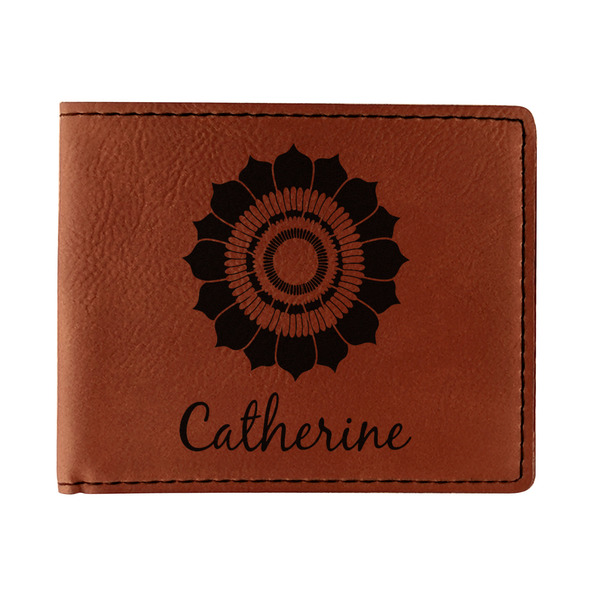 Custom Sunflowers Leatherette Bifold Wallet - Single Sided (Personalized)