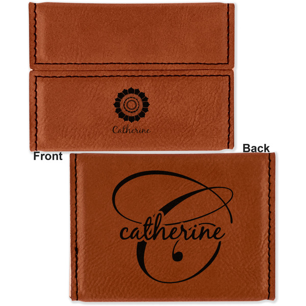 Sunflowers Leather Business Card Holder - Front Back