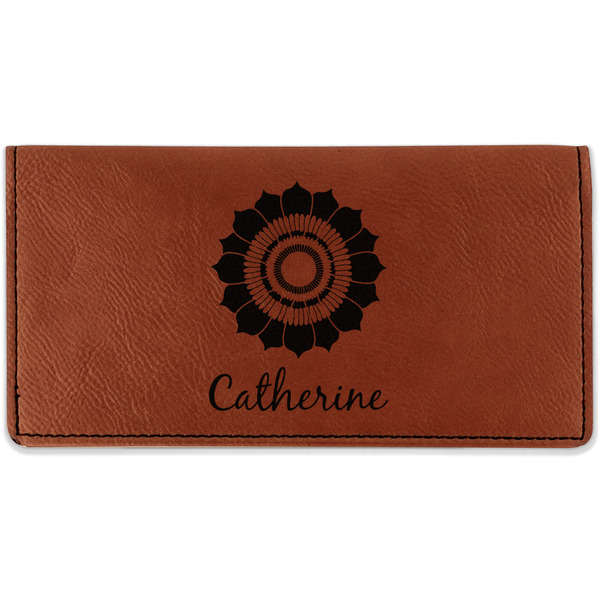 Custom Sunflowers Leatherette Checkbook Holder (Personalized)