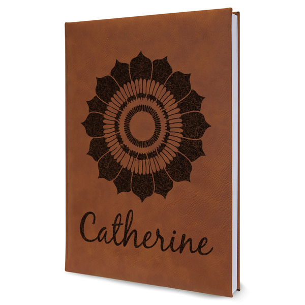 Custom Sunflowers Leather Sketchbook - Large - Double Sided (Personalized)