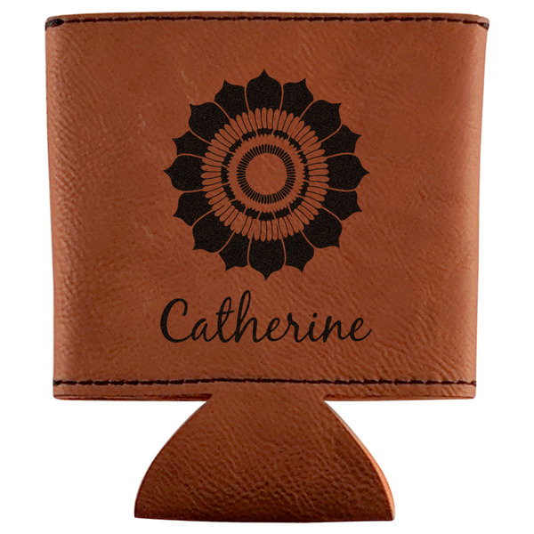 Custom Sunflowers Leatherette Can Sleeve (Personalized)