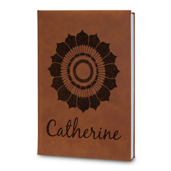 Custom Sunflowers Leatherette Journal - Large - Double Sided (Personalized)