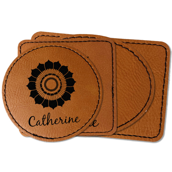 Custom Sunflowers Faux Leather Iron On Patch (Personalized)