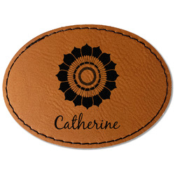 Sunflowers Faux Leather Iron On Patch - Oval (Personalized)