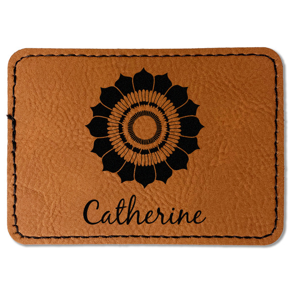 Custom Sunflowers Faux Leather Iron On Patch - Rectangle (Personalized)