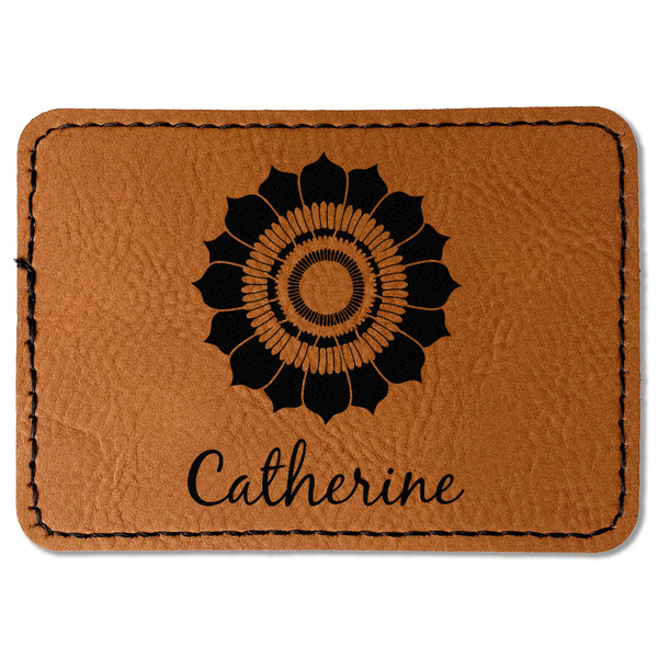 Custom Sunflowers Faux Leather Iron On Patch - Rectangle (Personalized)