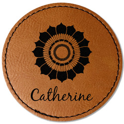 Sunflowers Faux Leather Iron On Patch - Round (Personalized)