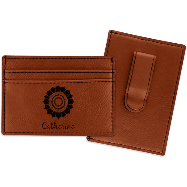 Custom Sunflowers Leatherette Wallet with Money Clip (Personalized)