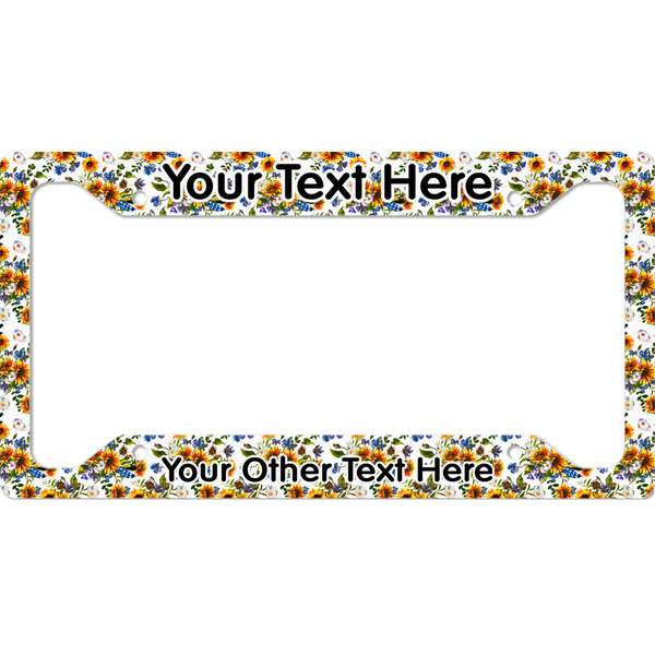 Custom Sunflowers License Plate Frame - Style A (Personalized)