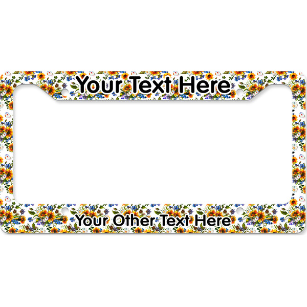 Custom Sunflowers License Plate Frame - Style B (Personalized)