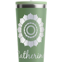 Sunflowers RTIC Everyday Tumbler with Straw - 28oz - Light Green - Single-Sided (Personalized)