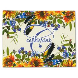 Sunflowers Single-Sided Linen Placemat - Single w/ Name and Initial