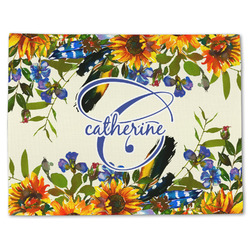 Sunflowers Single-Sided Linen Placemat - Single w/ Name and Initial
