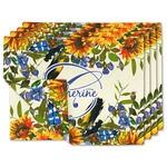 Sunflowers Double-Sided Linen Placemat - Set of 4 w/ Name and Initial