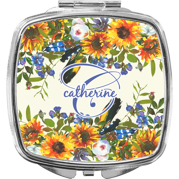 Custom Sunflowers Compact Makeup Mirror (Personalized)