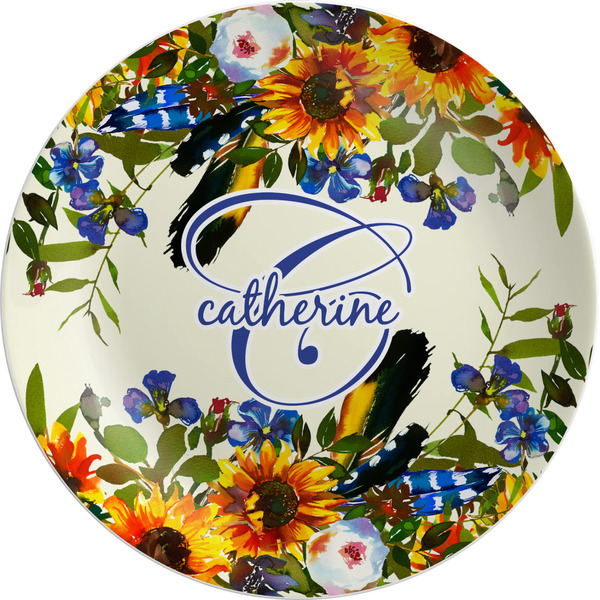 Custom Sunflowers Melamine Salad Plate - 8" (Personalized)