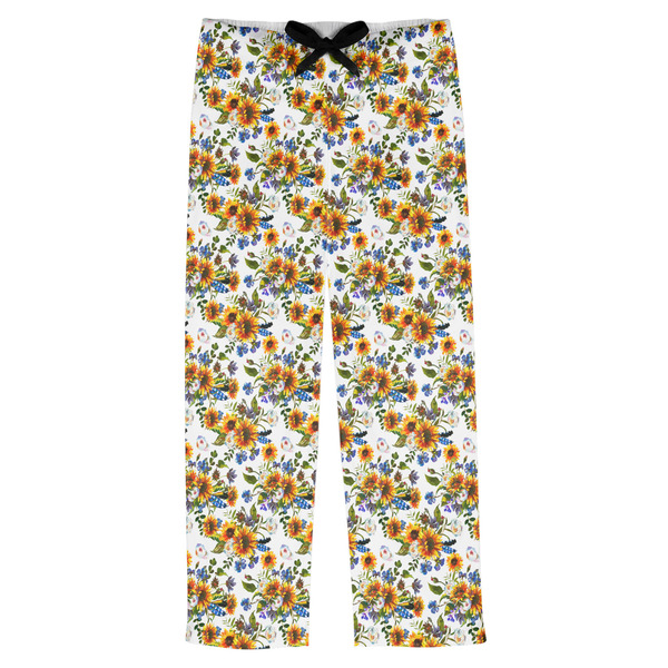 Custom Sunflowers Mens Pajama Pants - L