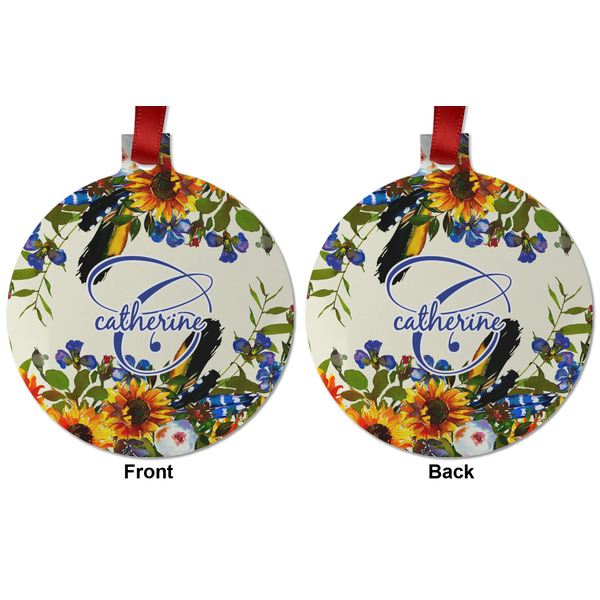 Sunflowers Metal Ball Ornament - Front and Back