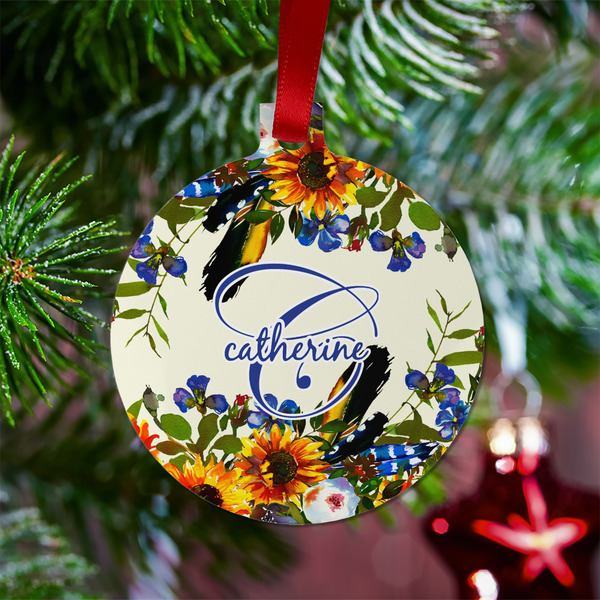 Sunflowers Metal Ball Ornament - Lifestyle