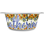 Sunflowers Stainless Steel Dog Bowl - Large (Personalized)