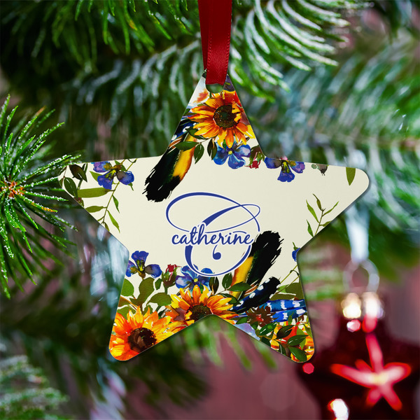 Sunflowers Metal Star Ornament - Lifestyle