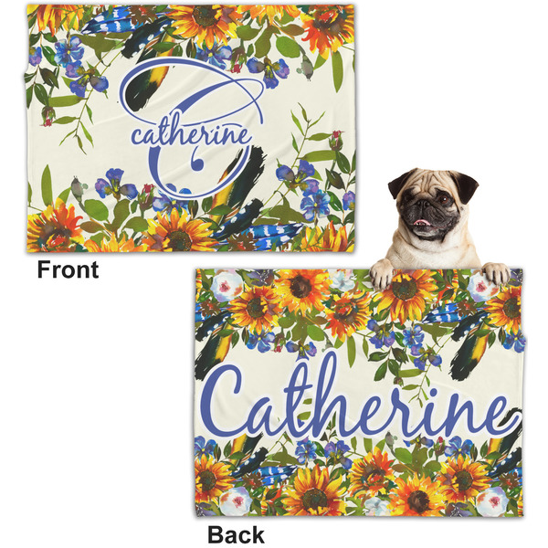Sunflowers Microfleece Dog Blanket - Regular - Front & Back