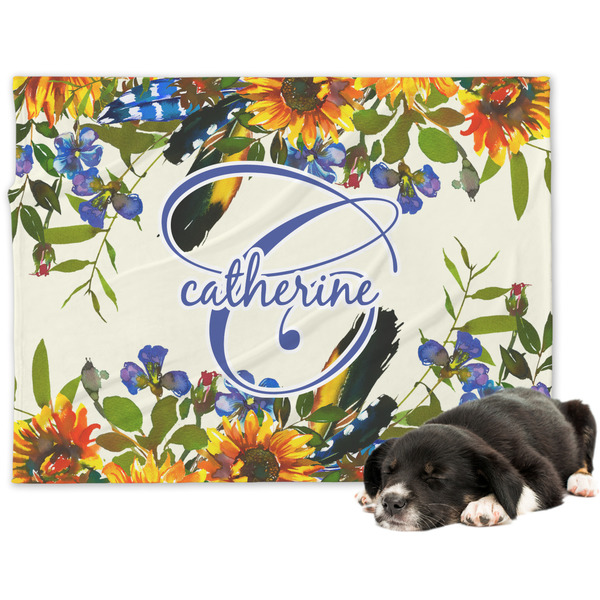 Custom Sunflowers Dog Blanket (Personalized)