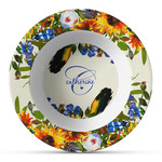 Sunflowers Plastic Bowl - Microwave Safe - Composite Polymer (Personalized)
