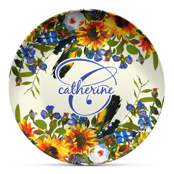 Custom Sunflowers Microwave Safe Plastic Plate - Composite Polymer (Personalized)