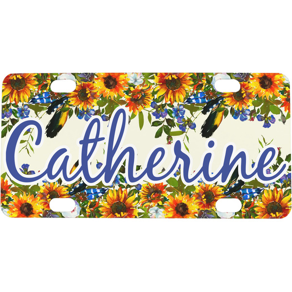 Custom Sunflowers Mini / Bicycle License Plate (4 Holes) (Personalized)